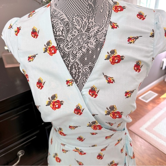 J.Crew Mercantile Faux Wrap Mini Dress – Blue Floral Print – Size 00 - Picture 7 of 16